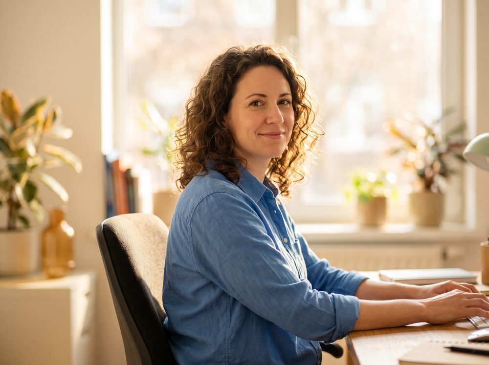 A growth lead at their desk in a bright office
